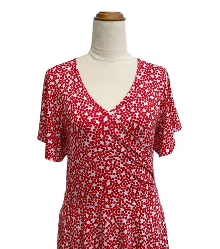 LEINA BROUGHTON Red Polka Dot Stretch Jersey Midi Dress Size 12 - Picture 2 of 11