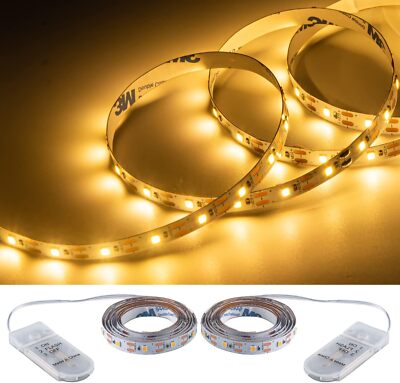Short Led Strip Lights Battery Powered with Flashing, 3.28ft/1PCS Warm White 