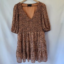 ASOS Blush Dalmatian Dot Dress Shirred With Tiers Size 12 EUC