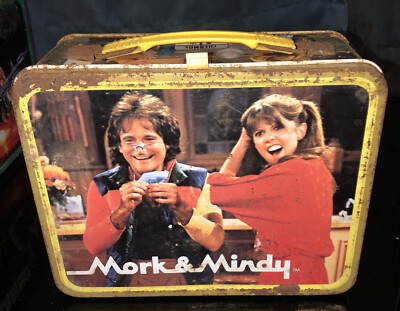 Vintage Mork and Mindy 1979 Metal Lunchbox w/Red Lid Thermos King-Seely Lunchbox