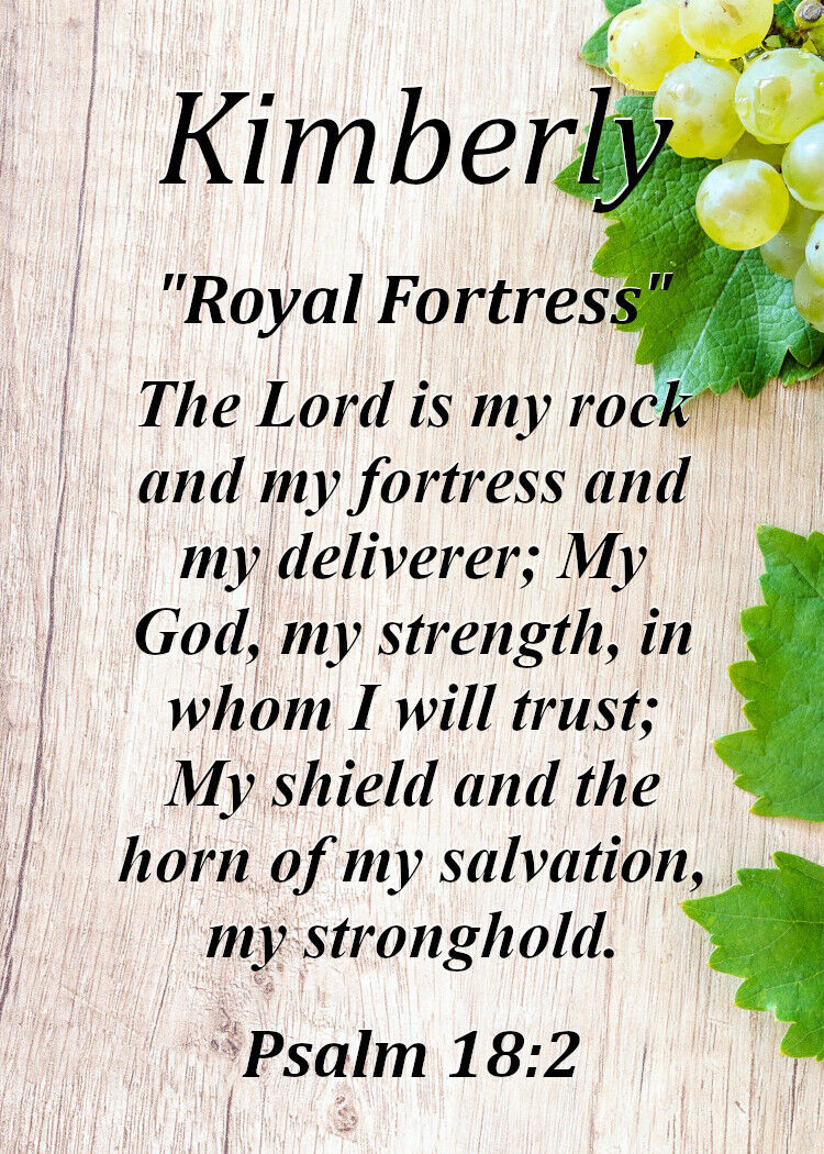 Kimberly Royal Fortress Keepsake Name Meaning Card with Bible Verse