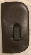 10 Half-Clip Soft Eyeglass Cases Soft Synth. Leather Brown W/ Gray Felt Inside