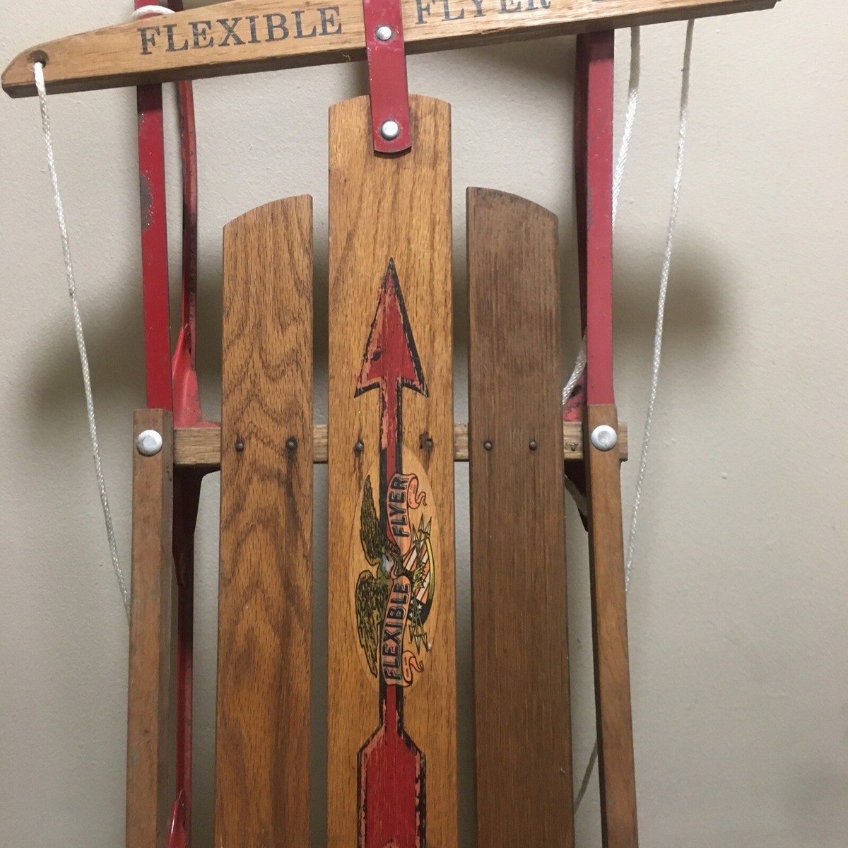 Vintage Western Clipper Snow Sled Metal Runners Wood With Floating