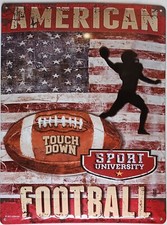 Vintage Metallplatte American Football, Reproduktion, Relief, 40 x 30 cm
