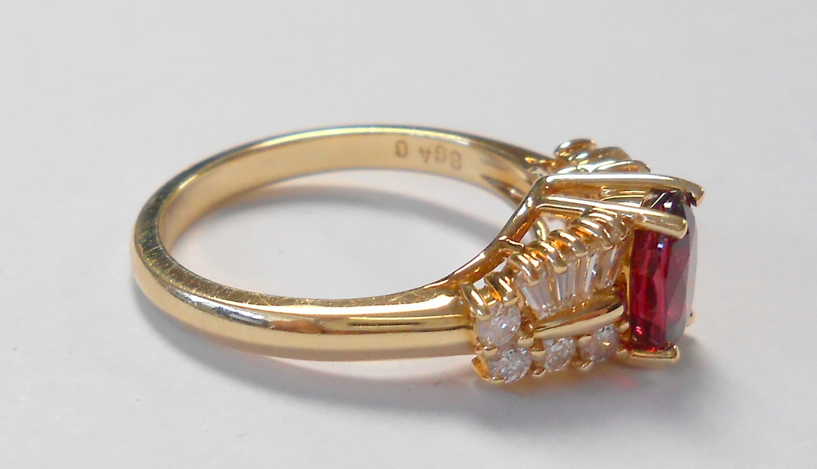 Beautiful 7x5 Ruby & Diamond Round Baguette 14K Y… - image 6