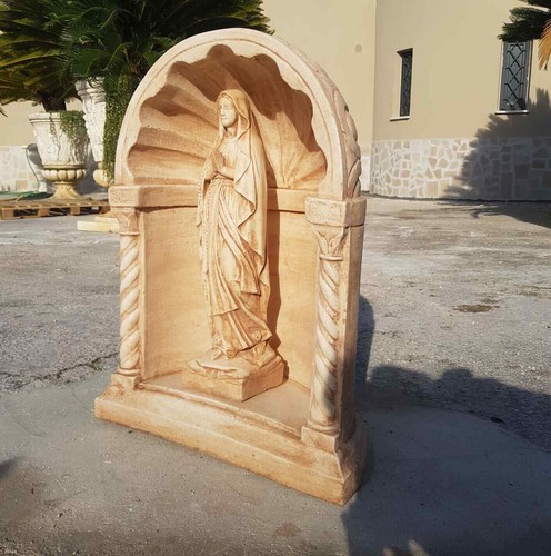 CUPOLA GROTTA NICCHIA STATUA DELLA MADONNA DI LOURDES IN CEMENTO MARMO PIETRA - Foto 2 di 9