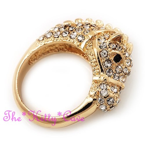 Oro Scintillante 3D Cavallo Pony Equestre Vistoso Anello con Cristalli Swarovski - Picture 3 of 25