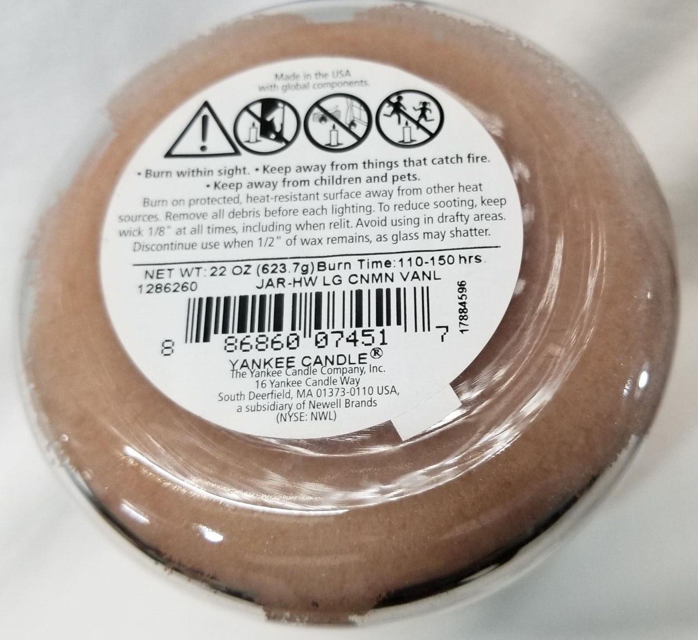 Yankee Candle CINNAMON VANILLA Large Jar 22 Oz Brown Housewarmer New