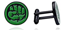 Gemelos de metal esmaltado con logotipo de puño Hulk