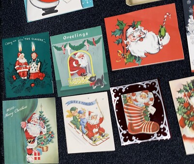 50 different Vintage 1940's-50's era Santa Claus Christmas Cards