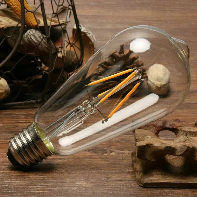 2PCS E27 LED Bulb Filament ST64 Vintage Edison Lamp 220V 6W Lighting Warm White - Image 2 of 4