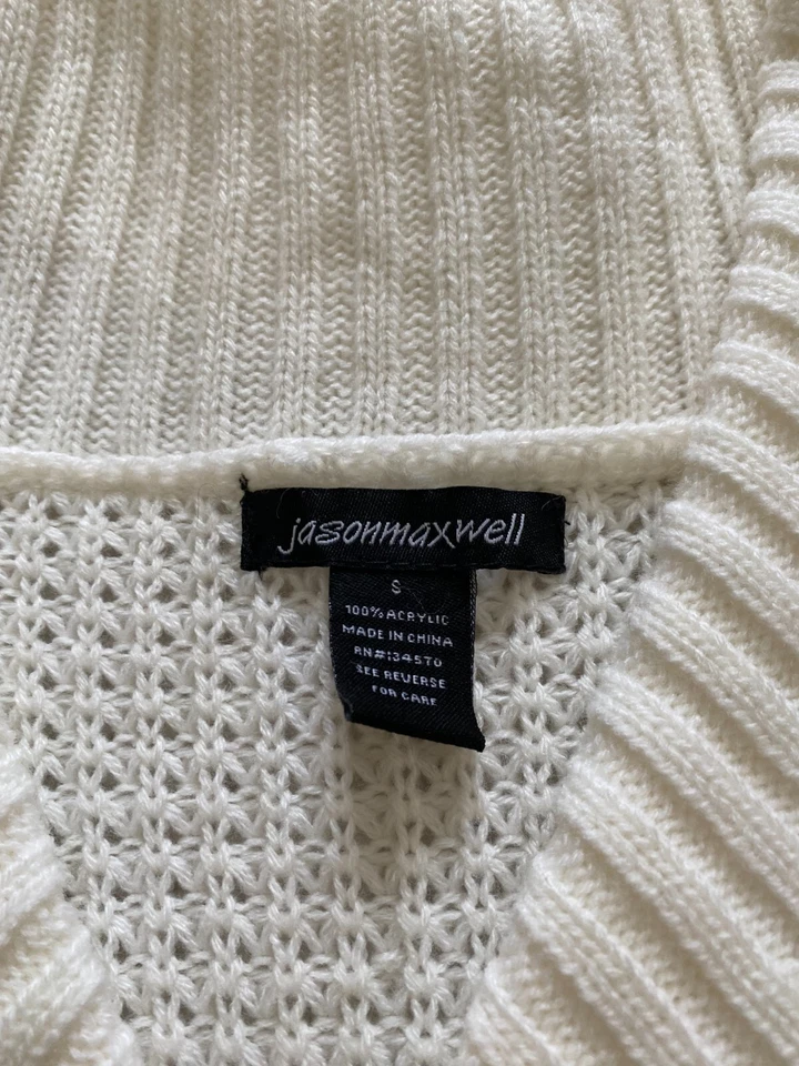 Jasonmaxwell 女式 S 码米色短袖针织毛衣 (C1) — 第 3/4 张图片