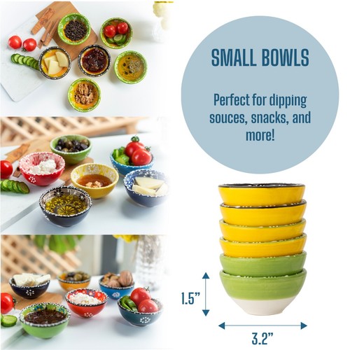 Dipping Bowls, Soy Sauce Dish Ceramic, 3.5 Oz Small Serving Bowls for Side Dish - Picture 6 of 7