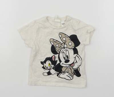 H&M Mädchen T-Shirt beige Baumwollmischung Größe 3-6 Monate - Minnie Mouse