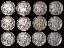Short Set! ALL 12 Sharp Coins 1934 - 1938 P D S BUFFALO NICKELS 5c FREE SHIPPING