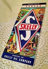 SKELLY OIL MAP KANSAS H M GOUSHA COMPANY LITHO USA 1961 FOLDING HIGHWAY MAP.