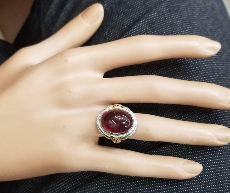 Dark Cherry Red Cabochon 11.2CT Ruby Vintage Edwa… - image 2