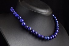 254 Cts Earth Mined Blue Lapis Lazuli Round Shape Beaded Necklace JK 50E315