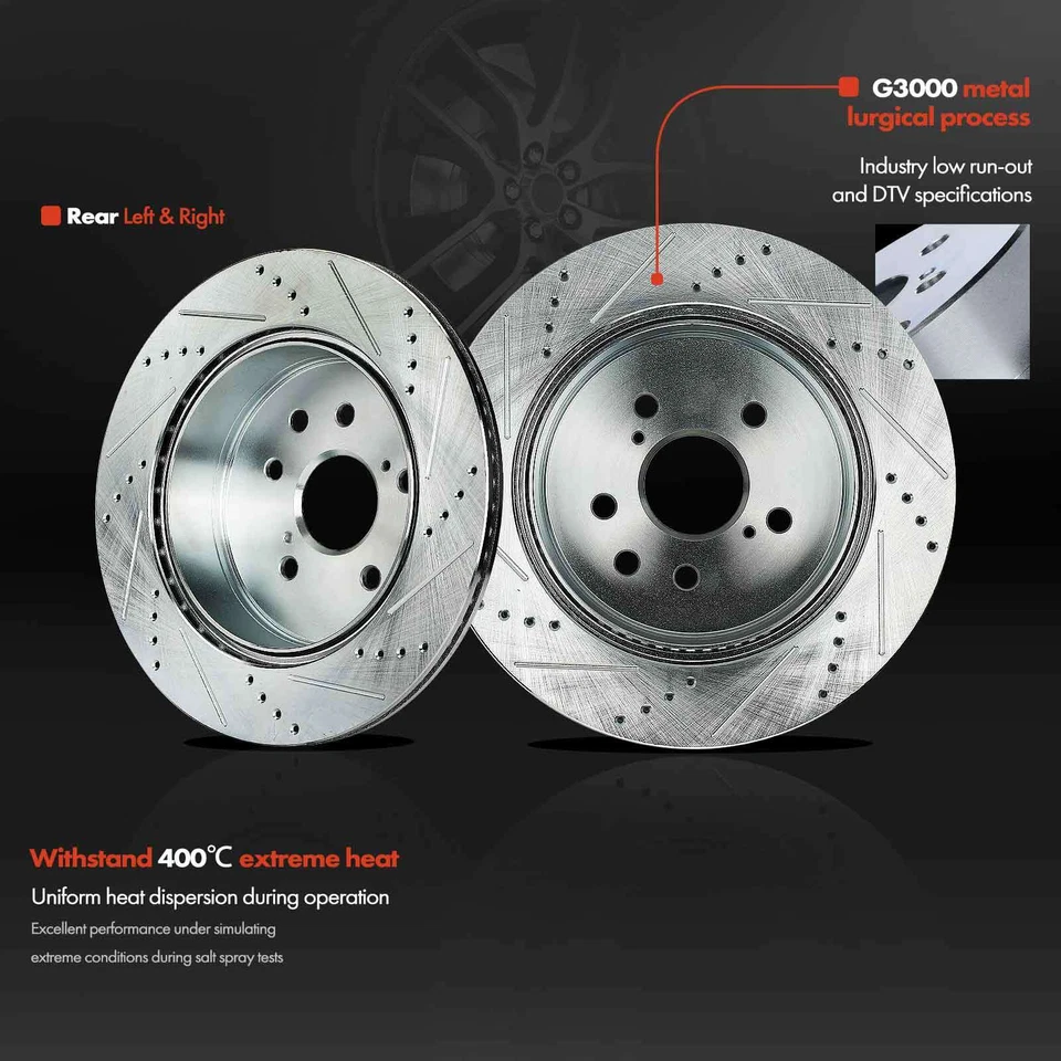 2x Rotores de freno perforados para Lexus IS300 2016-2020 GS350 GS450h IS350 RC300 trasero Foto 3 de 4