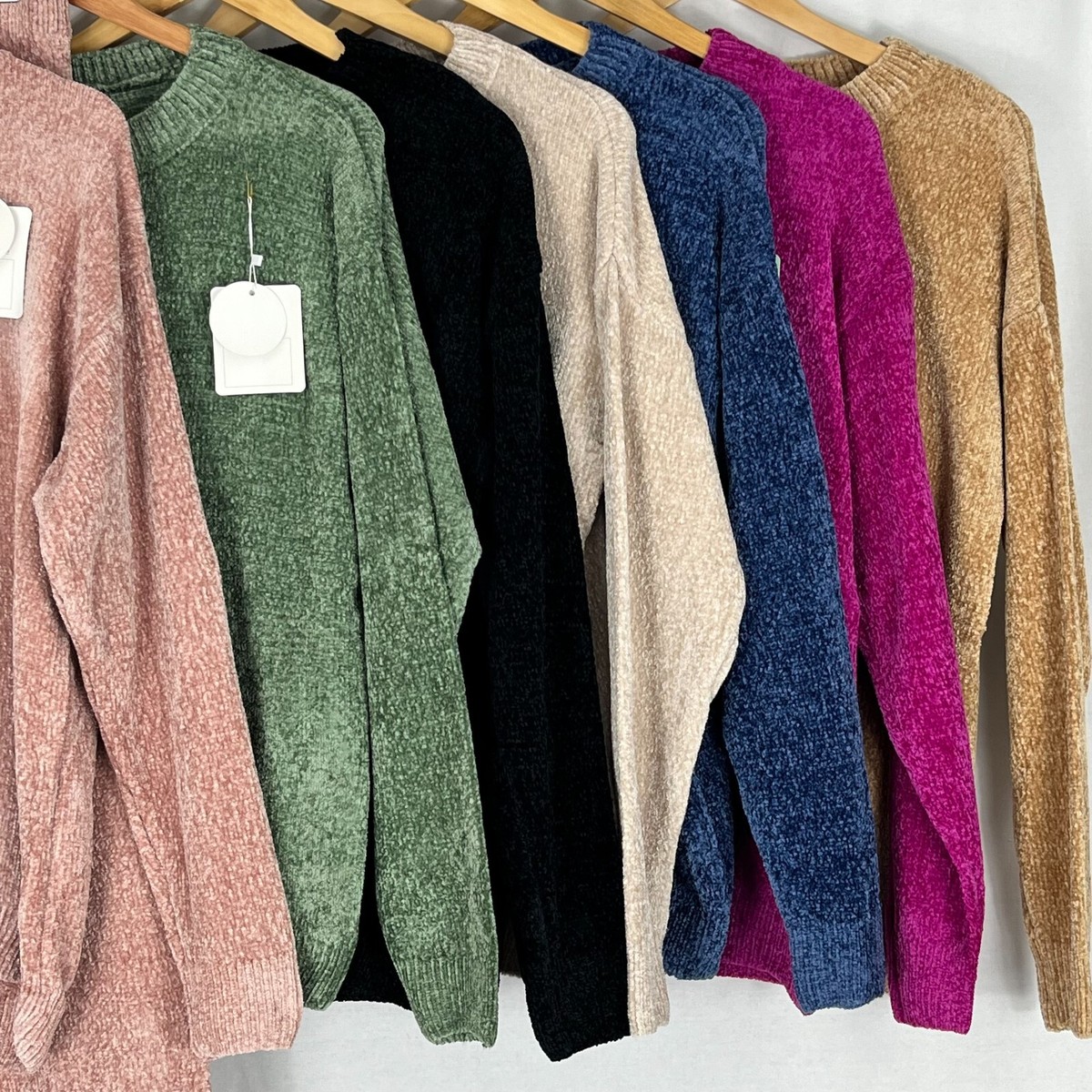 Womens Chenille 2pcs Crew Neck Top Wide Leg Bottoms Ladies Co-ord