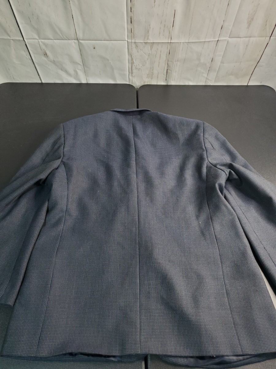 Haggar Black Label Mens Blazer Jacket Sz 46R Blue Tan Wool