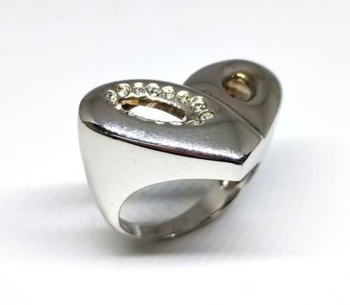 Anello donna argento 925 Linea2 a cuore maschera cristalli Swarovski mis. 16 - Foto 2 di 16