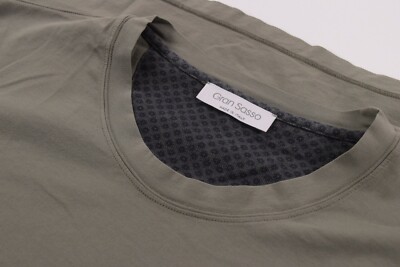 Gran Sasso NWT Crew Neck T Shirt Short Sleeve Size 50 M In Muddy Green W/ Blue 