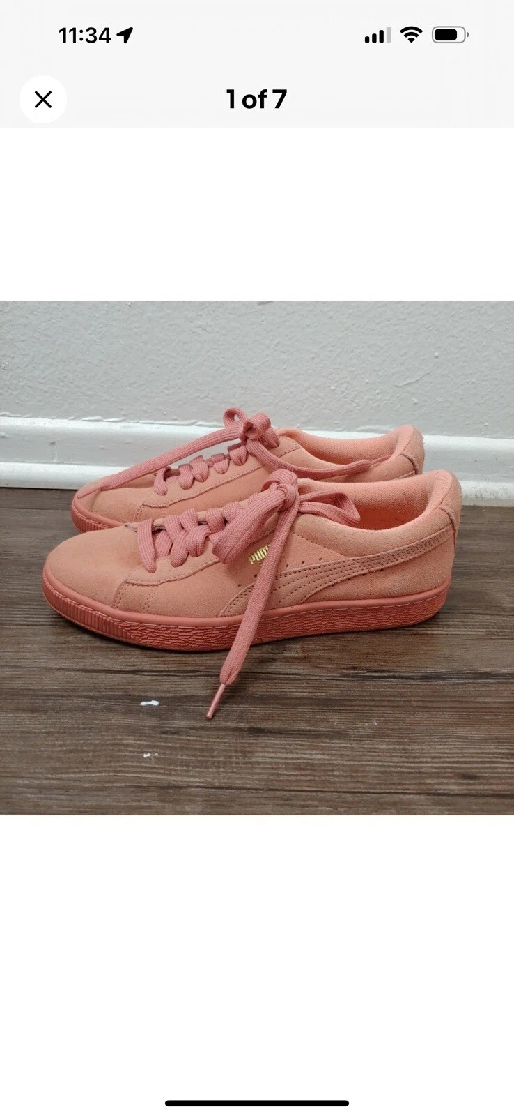 Chaussures suprêmes classiques pour femmes en daim saumon Puma Junior taille 6,5C