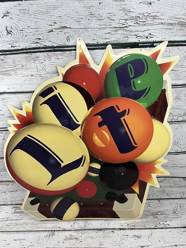 VTG Miller Lite Beer Pool Table Billiards Balls Large Metal Tin Hanging Bar Sign