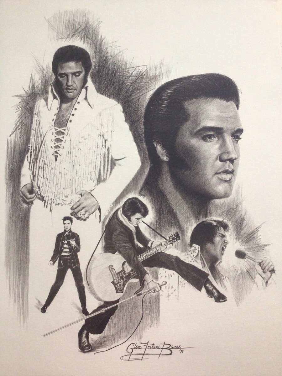 VINTAGE 1977 ELVIS PRESLEY 5 IMAGE GLEN FORTUNE BANSE PENCIL