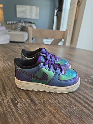 Nike Air Force Purple Green Neptune Sneakers Shoes AH7350-500 Children  Size