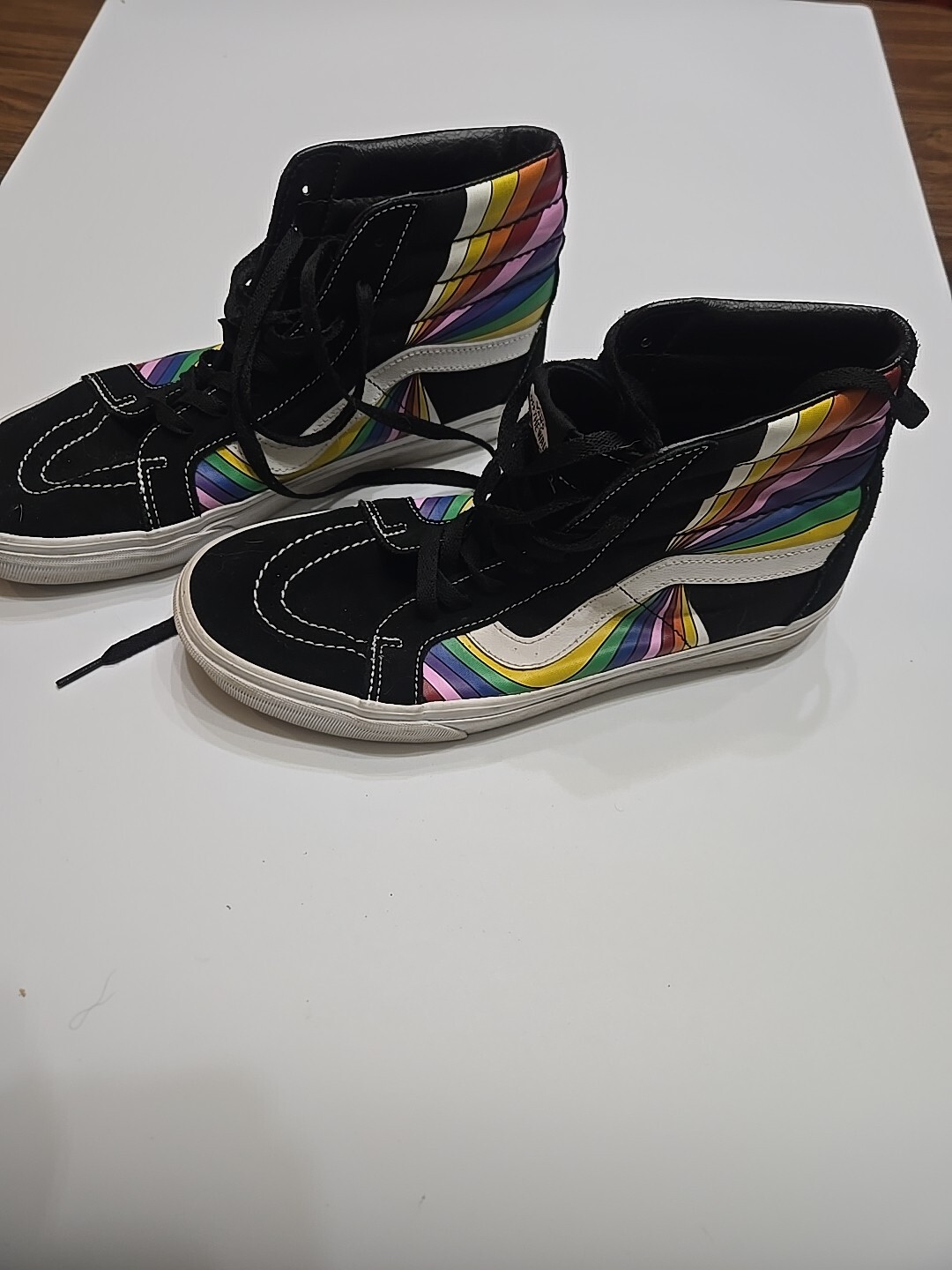 Vans Refract Sk8 Hi Reissue skate shoes Rainbow stripes black mens 11