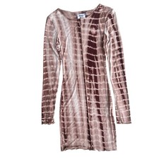 Princess Polly Women’s Size 2 Brown Tie Dye Joani Mini Dress Long Sleeve Bodycon