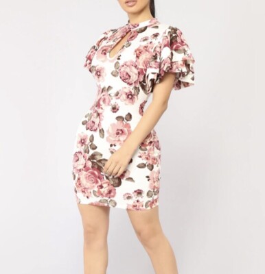 floral mini dress fashion nova Vestido Mini de Malla Floral - Negro