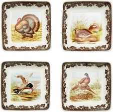 Spode Woodland Square Dishes 1.5" H x 3" L x W, Brown/White