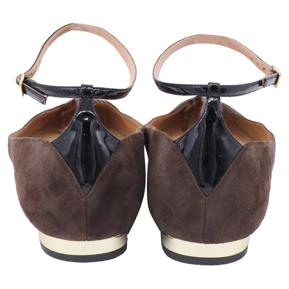 Pisos planos de ballet Aquazzura Pinot de gamuza con ribete de charol bicolor con talla 39 Foto 3 de 4