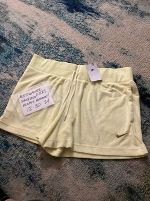 NWT Nike Sportswear Terry Cloth PE Shorts Citron Tint Wheat Gold Women s Sz XXL