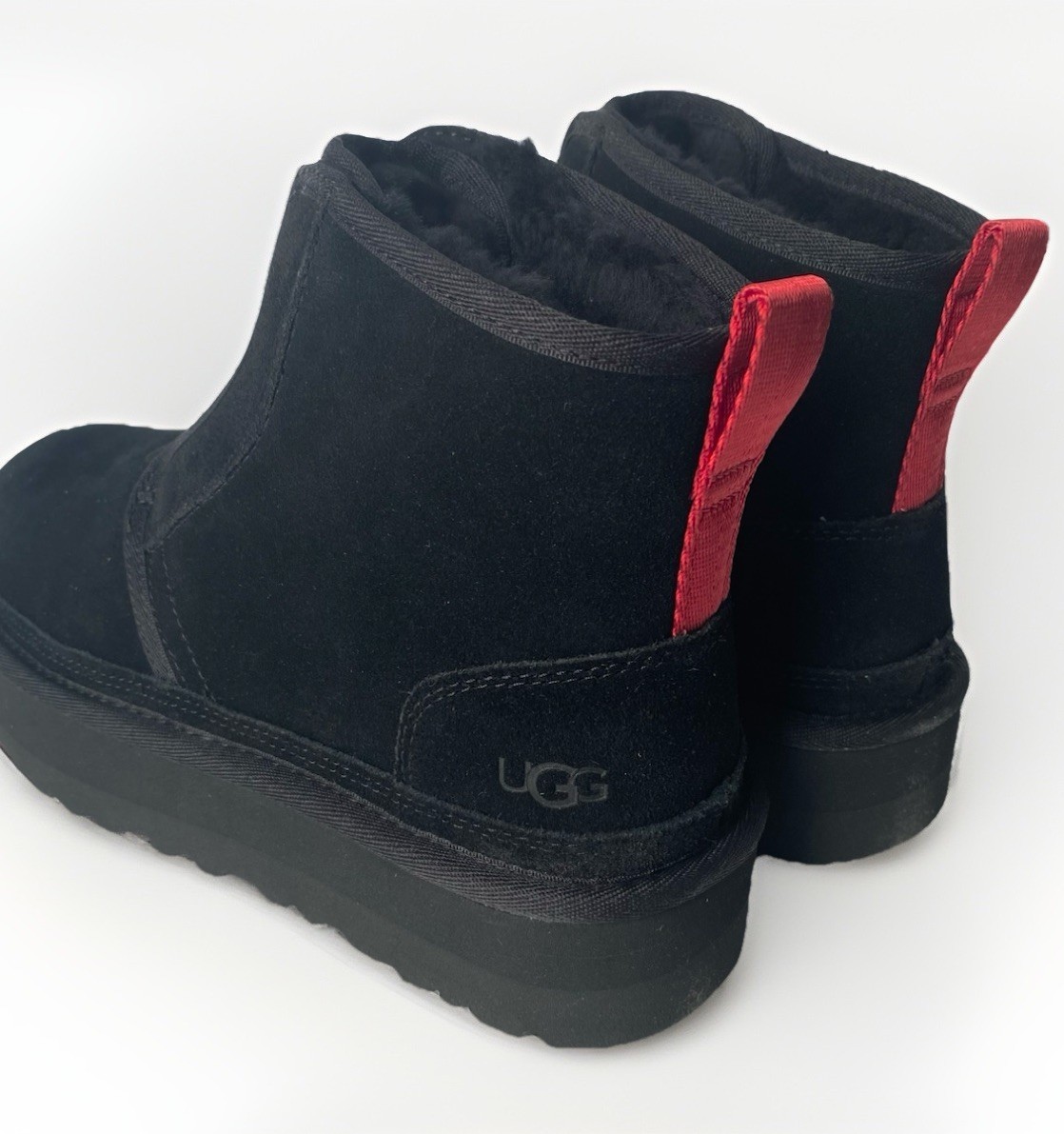 UGG Women's Neumel Zip Platform Boots US 7 Black Suede NIB image 7