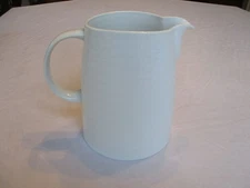Crate & Barrel Roulette White Ribbed Ceramic Pitcher 6 1/2” High