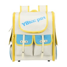Pet Portable Travel Backpack Carrier for Small Cat Pet Dog Beige Yellow Blue