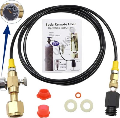 CGA320 to TR21-4 CO2 Tank Adapter with 60in Hose for SodaStream Machines