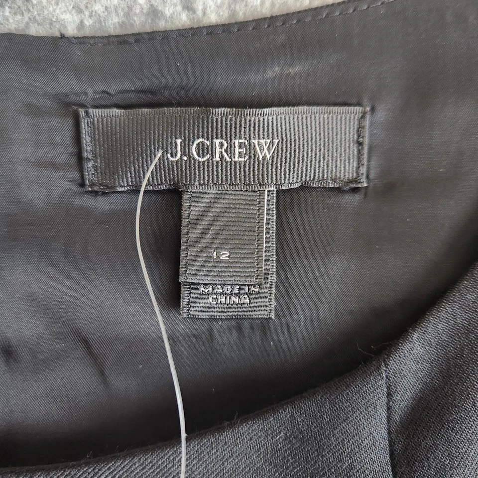 Vestido justo feminino J Crew lã sem mangas 12 preto carreira escuro romântico novo com etiquetas - Imagem 4 de 4