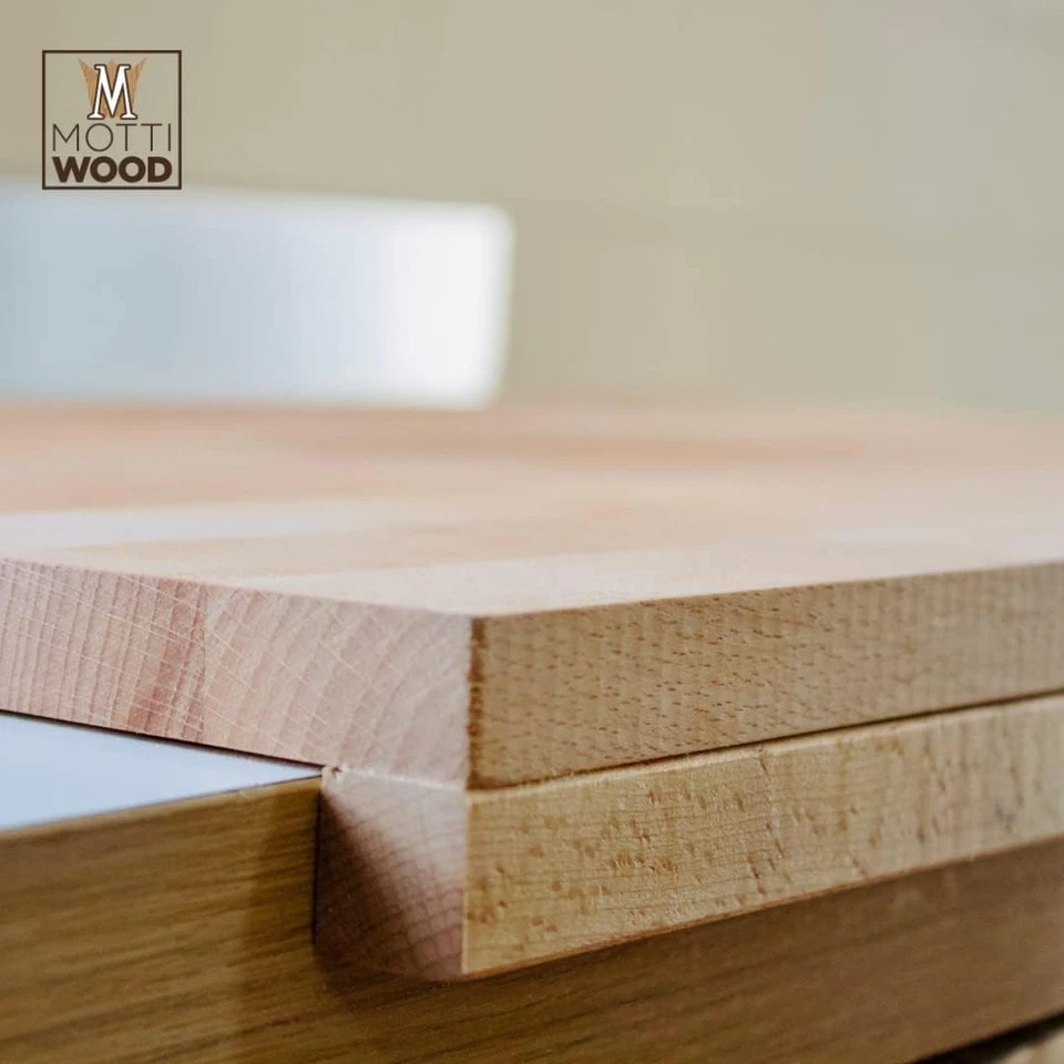 Asse Pasta, 100% Legno Faggio, Tavola per Impastare, 60X40X1,9Cm, Con Gradino An - Immagine 4 di 4