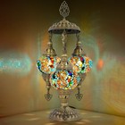 3 Globe Turkish Mosaic Table Lamp Stained Glass Tiffany Style Moroccan Desk L.