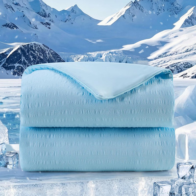 UNIKOME Kühldecke Doppelseitig - Wendbare Sommerdecke Aus Bubble Sherpa & Ice Si
