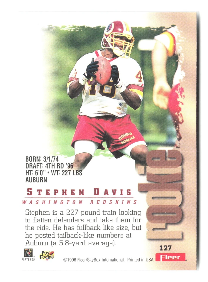 1996 Fleer Metal #127 Stephen Davis - Image 2 of 2