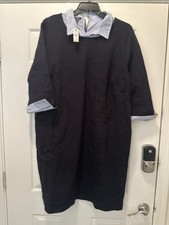 TALBOTS Navy Dress With Pinstripe Sleeves And Collar NWT Size 3X
