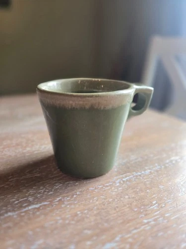 VTG Hull Pottery Avocado Green Drip Glaze Coffee Mug Cup MCM 1960s