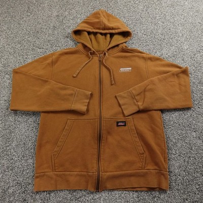 Dickies Hoodie Mens M Brown Full Zip Waffle Thermal Hood