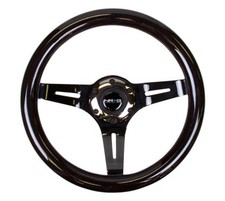 Nrg Classic Wood Grain 310mm Steering Wheel Black Black Chrome 3-spoke Center Nrg Classic Wood Grain 310mm Steering Wheel Black Black Chrome 3-spoke Center
